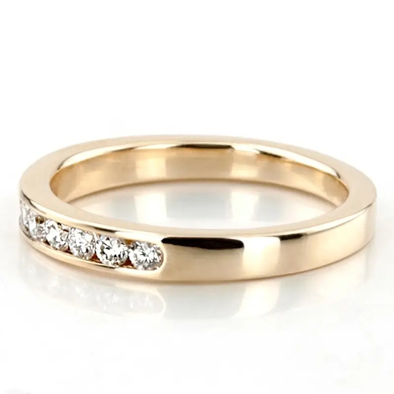 14K white gold 9 Stone Channel Set Brilliant Round Diamond Anniversary Ring (1/4 ct. tw.) - alternate view 3