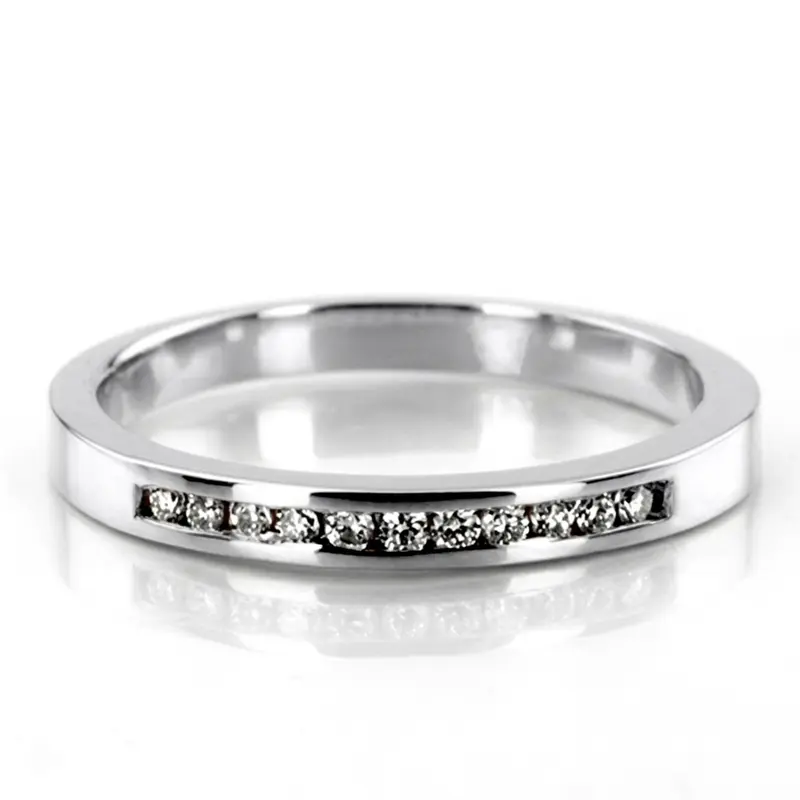 14K white gold 11 Round Stone Classic Channel Set Women Diamond Rings (1/10 ct. tw.) - main view
