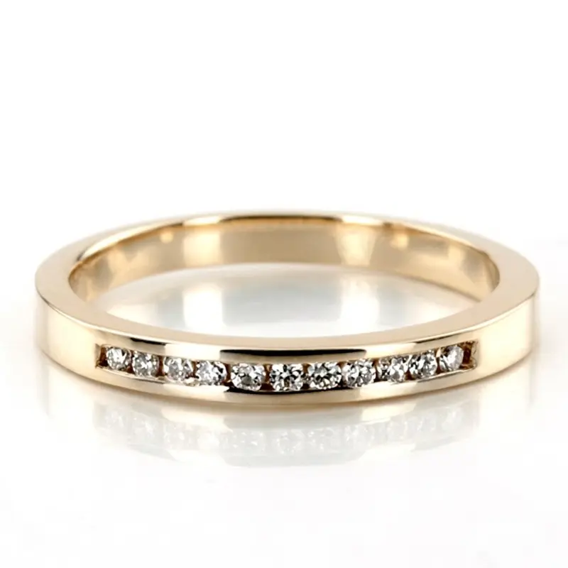14K white gold 11 Round Stone Classic Channel Set Women Diamond Rings (1/10 ct. tw.) - alternate view 2