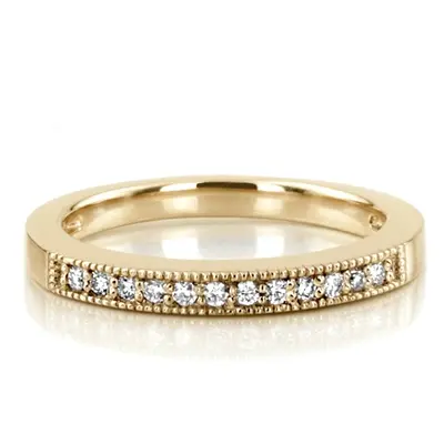 Milgrain Edge Bead Set Round Diamond Wedding Band (1/8 ct. tw.) alternate view