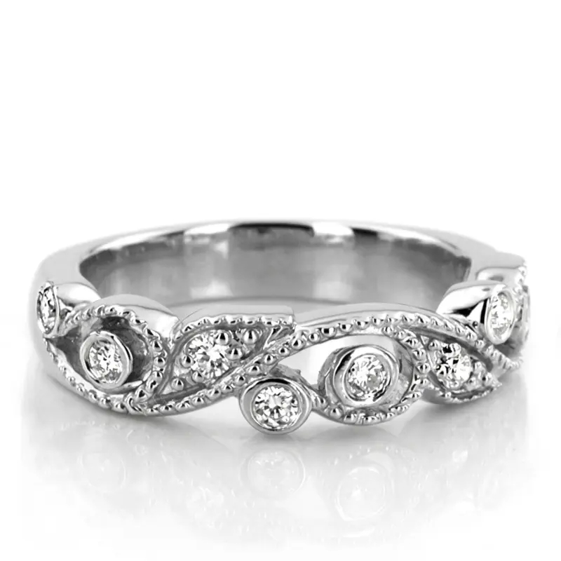 14K white gold Vintage Style Diamond Anniversary Ring (1/8 ct. tw.) - main view