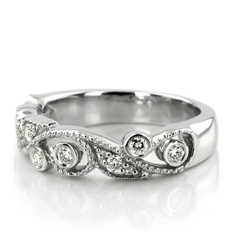 14K white gold Vintage Style Diamond Anniversary Ring (1/8 ct. tw.) - alternate view 5