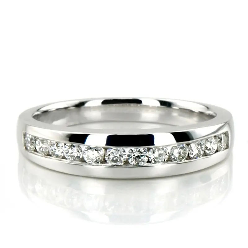14K white gold Channel Set Round Diamond Wedding Band (0.36 ct. tw.) - main view