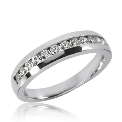14K white gold Channel Set Round Diamond Wedding Band (0.36 ct. tw.) - alternate view 3 thumbnail