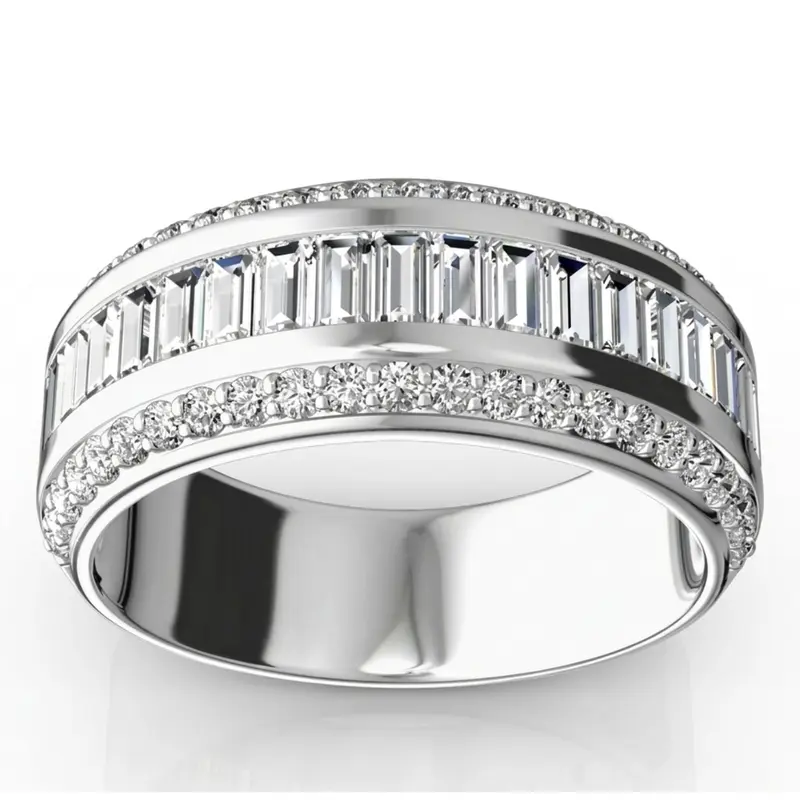 14K white gold Brilliant Round and Baguette Fancy Women Diamond Ring (1 3/4 ct. tw.) - main view