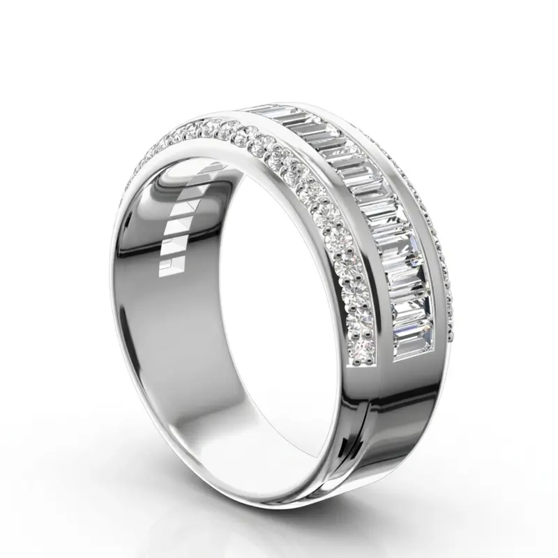 14K white gold Brilliant Round and Baguette Fancy Women Diamond Ring (1 3/4 ct. tw.) - alternate view 3