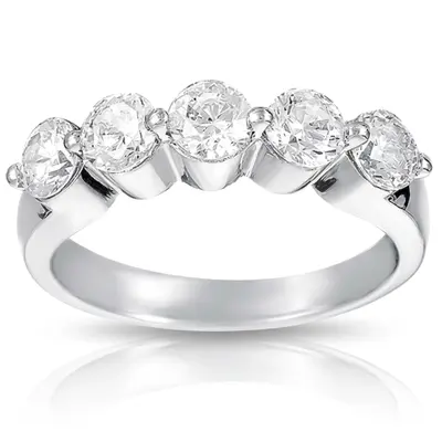 5 Stone Contemporary Single Prong Shared Diamond Anniversary Rind (1.00 ct. tw) - view 1 of 4