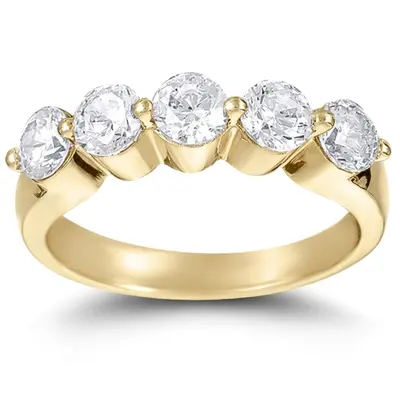 5 Stone Contemporary Single Prong Shared Diamond Anniversary Rind (1.00 ct. tw) - view 2 of 4