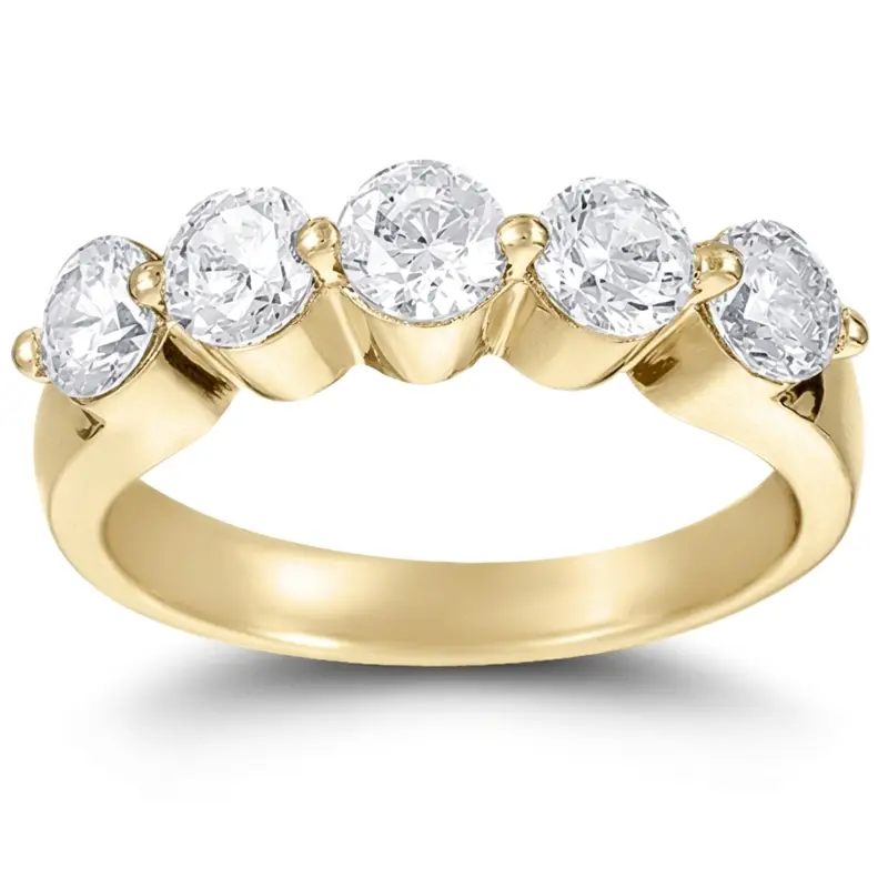 14K white gold 5 Stone Contemporary Single Prong Shared Diamond Anniversary Rind (1.00 ct. tw) - alternate view 2