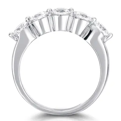 14K white gold 5 Stone Contemporary Single Prong Shared Diamond Anniversary Rind (1.00 ct. tw) - alternate view 3 thumbnail