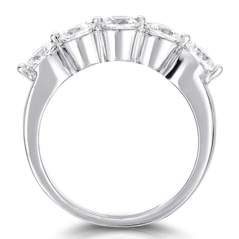14K white gold 5 Stone Contemporary Single Prong Shared Diamond Anniversary Rind (1.00 ct. tw) - alternate view 3