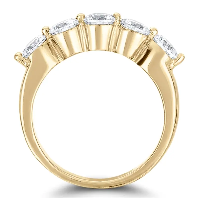 14K white gold 5 Stone Contemporary Single Prong Shared Diamond Anniversary Rind (1.00 ct. tw) - alternate view 4