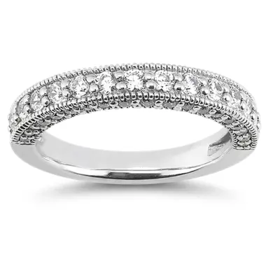 Prong Set Round Diamond Milgrain Wedding Band (3/4 ct. tw.)