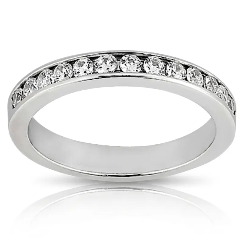 18K white gold Round Diamond Channel Set Stackable Band (5/8 ct. tw.) - main view