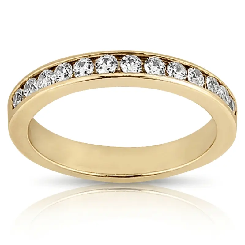 18K white gold Round Diamond Channel Set Stackable Band (5/8 ct. tw.) - alternate view 2