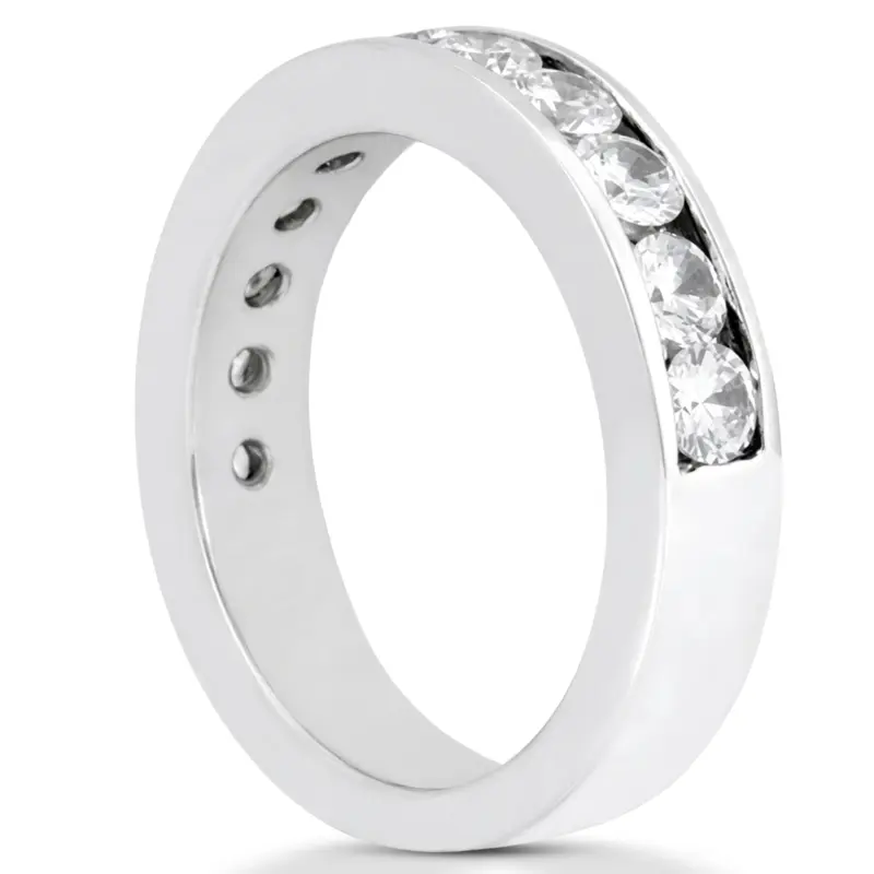 18K white gold Round Diamond Channel Set Stackable Band (5/8 ct. tw.) - alternate view 4
