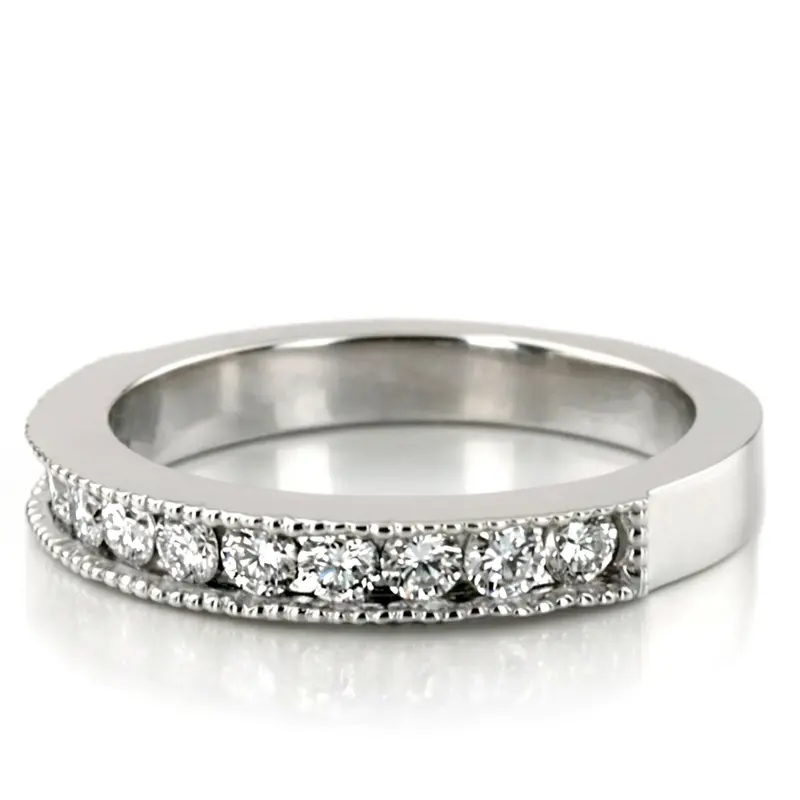 18K white gold Round Cut Milgrain Edge Channel Set Wedding Band (5/8 ct. tw.) - alternate view 5