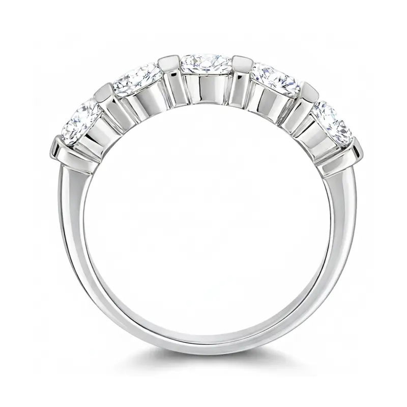 14K white gold Bar Set Round Cut Diamond Anniversary Ring (1 1/4 ct. tw.) - alternate view 3