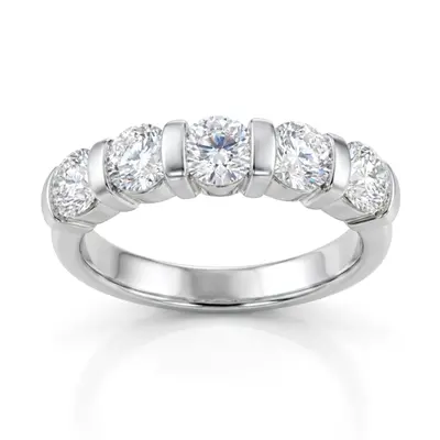 Bar Set Round Cut Diamond Anniversary Ring (1 1/4 ct. tw.) - view 2 of 4