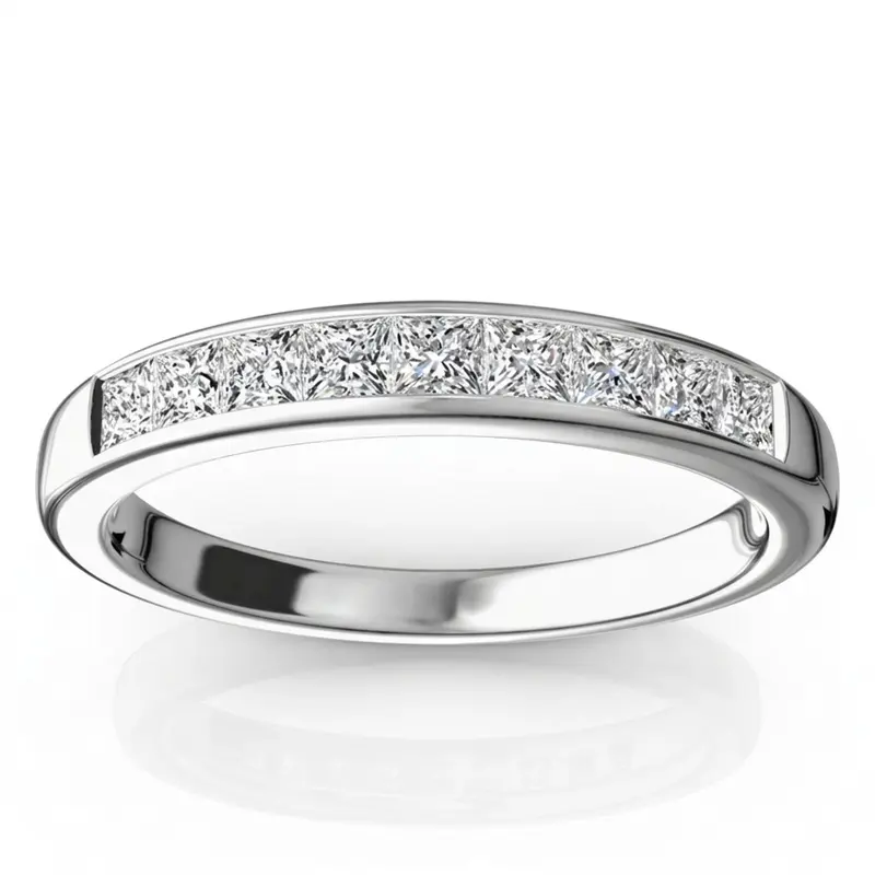14K white gold Classic 9 Stone Princes Cut Diamond Anniversary Band (1/2 ct.t.w.) - main view