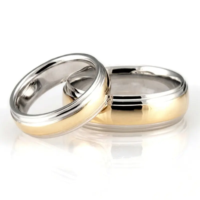 10K his-and-her-basic-carved-simple-wedding-bands - alternate view 2