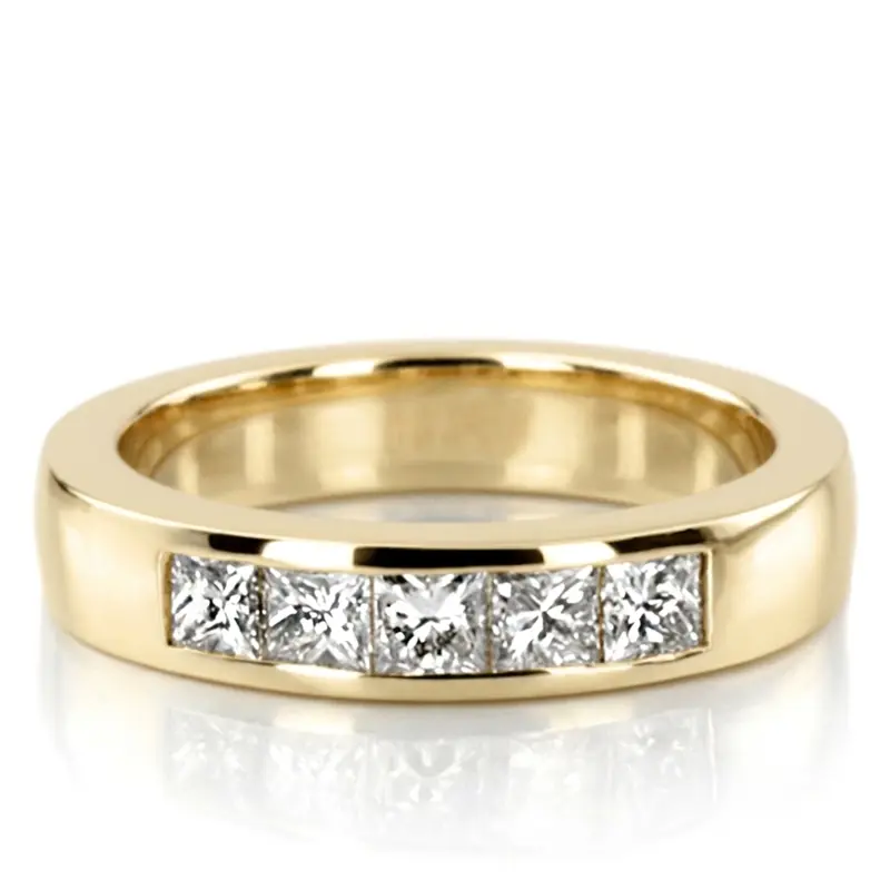 14K white gold Timeless 5 Stone Princess Diamond Ring (3/4 ct. tw.) - alternate view 2