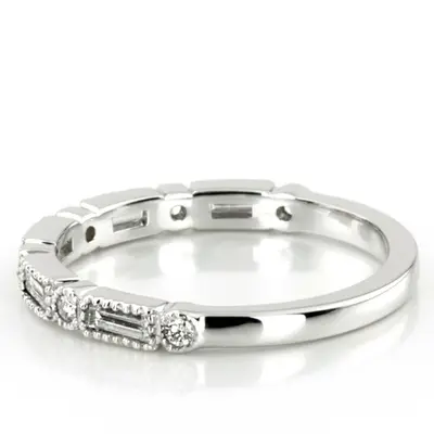 14K white gold Milgrain Edge Bezel Set Diamond Band (3/8 ct. tw.) - alternate view 8 thumbnail