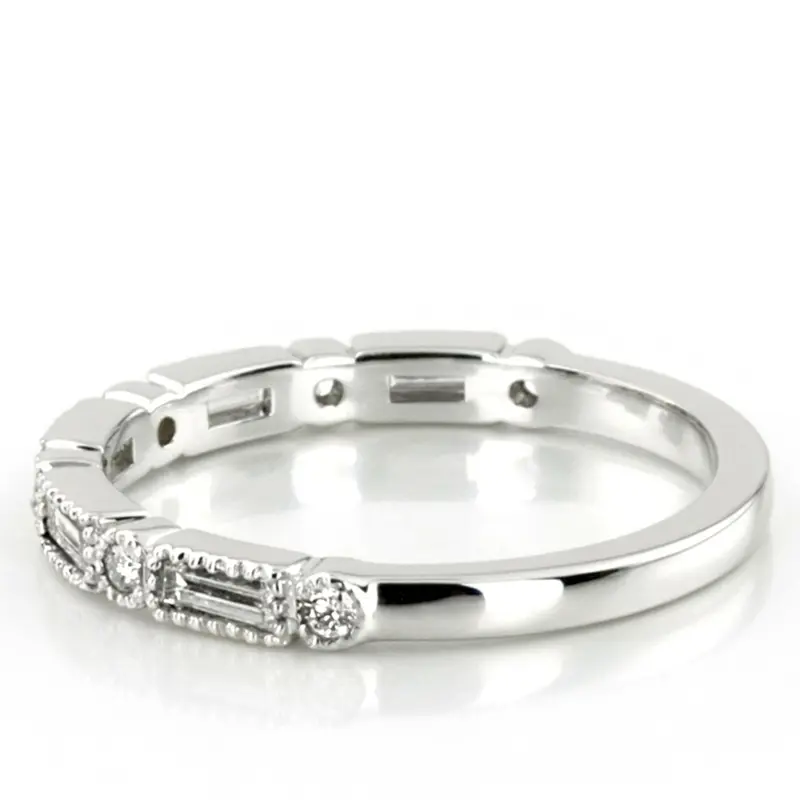 14K white gold Milgrain Edge Bezel Set Diamond Band (3/8 ct. tw.) - alternate view 8