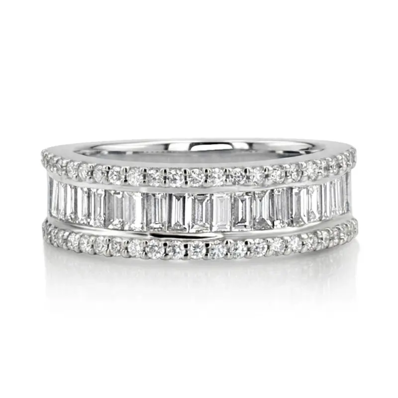 14K white gold Baguette and Brilliant Round Diamond Anniversary Band (1 3/4 ct. tw.) - alternate view 2