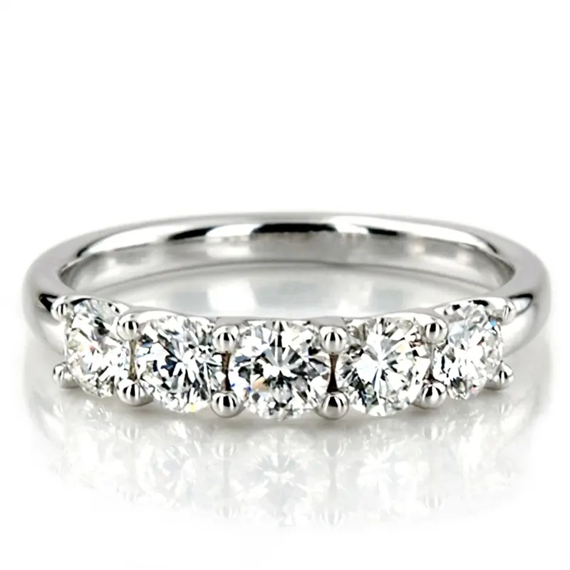 14K white gold New Classic 5-Stone U-Prong Woman Anniversary Band (3/4 ct. tw.) - alternate view 2