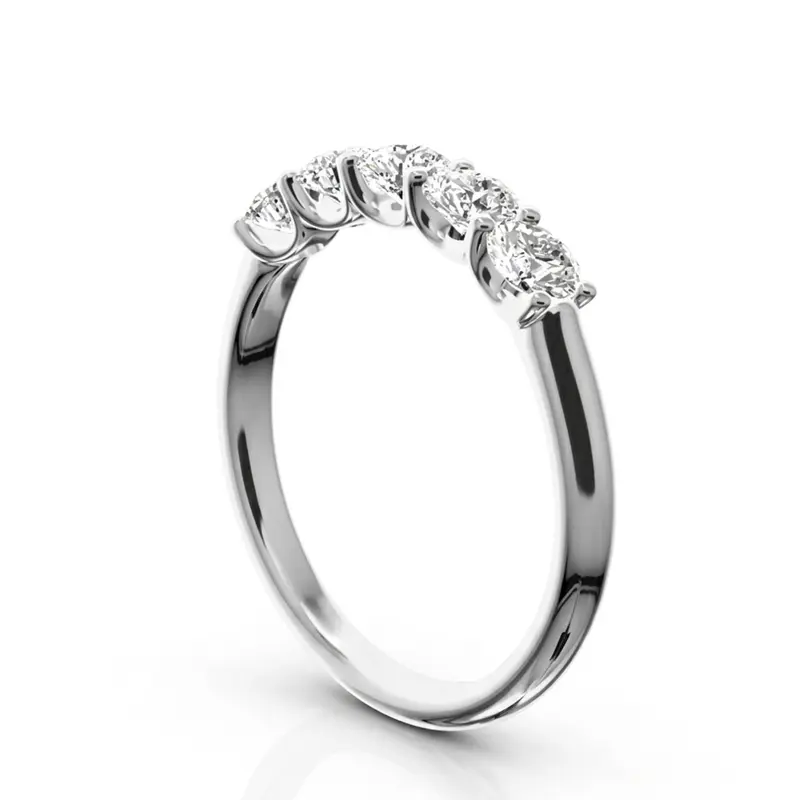 14K white gold New Classic 5-Stone U-Prong Woman Anniversary Band (3/4 ct. tw.) - alternate view 5