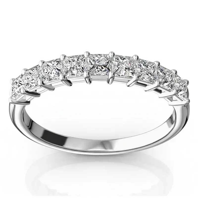 14K white gold 9 Stone Princess Cut Basket Setting Woman Ring (3/4 ct. tw.) - main view