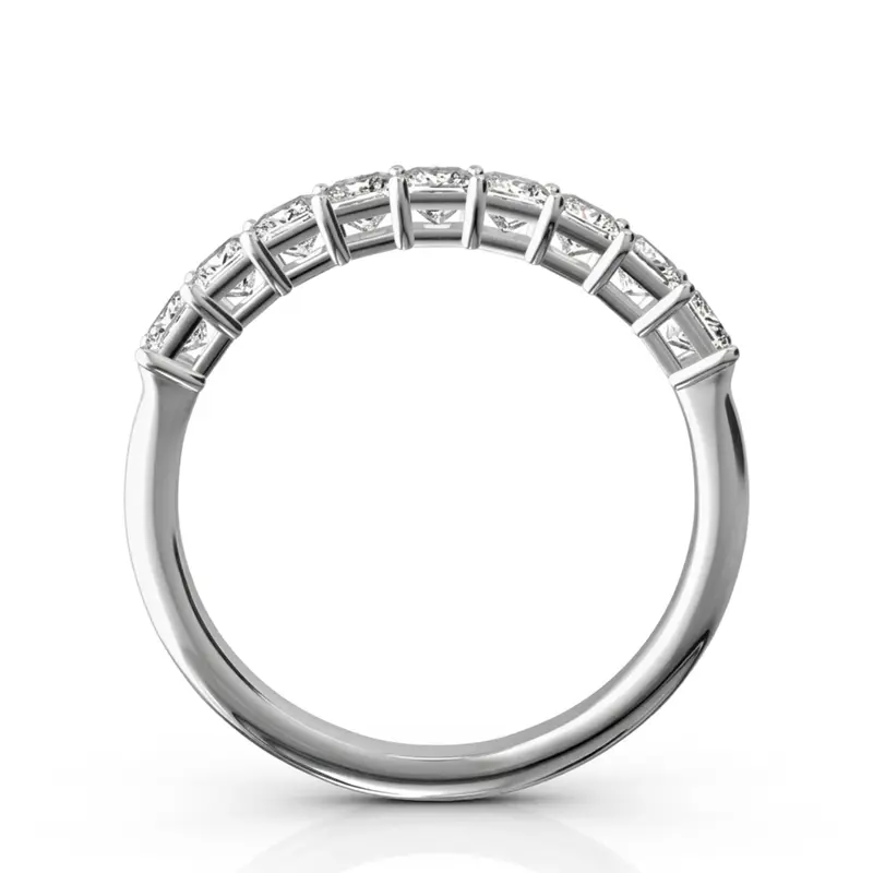 14K white gold 9 Stone Princess Cut Basket Setting Woman Ring (3/4 ct. tw.) - alternate view 4