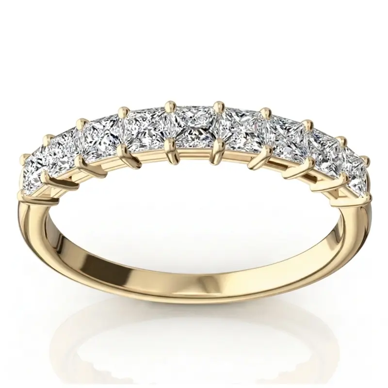 14K white gold 9 Stone Princess Cut Basket Setting Woman Ring (3/4 ct. tw.) - alternate view 2