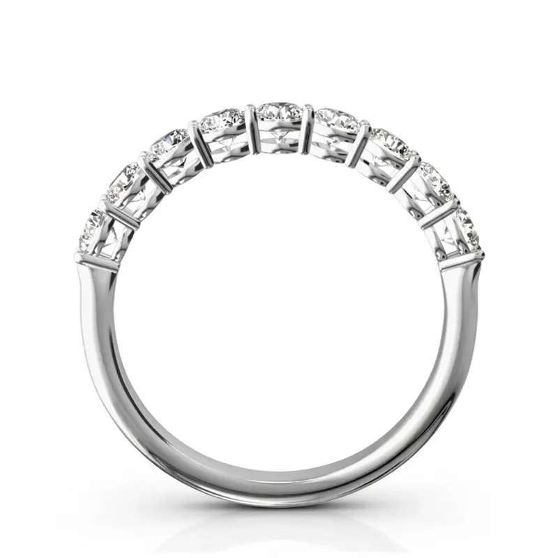 14K white gold Round Basket Set 9 Stone Diamond Anniversary Ring (3/4 ct. tw.) - alternate view 2