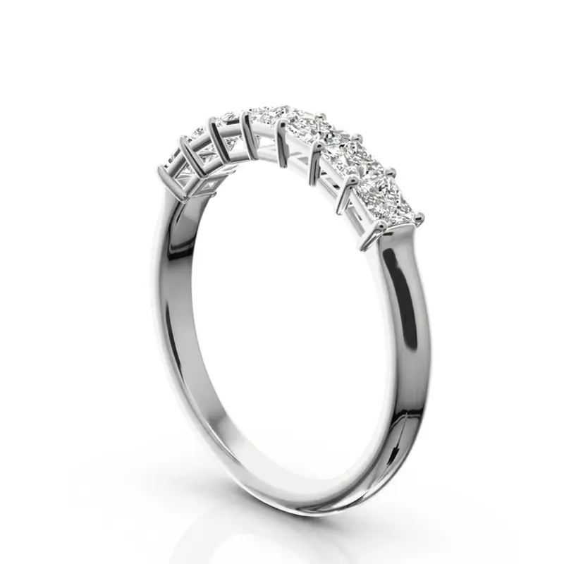 14K white gold Seven Stone Princess Cut Basket Setting Woman Ring (3/4 ct. tw.) - alternate view 5