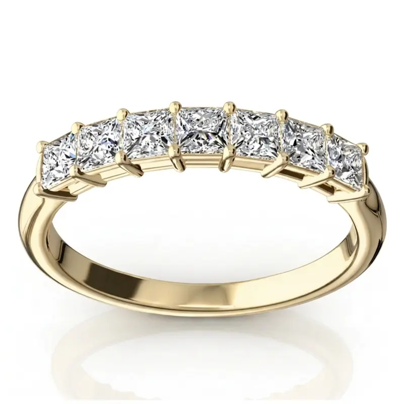14K white gold Seven Stone Princess Cut Basket Setting Woman Ring (3/4 ct. tw.) - alternate view 2
