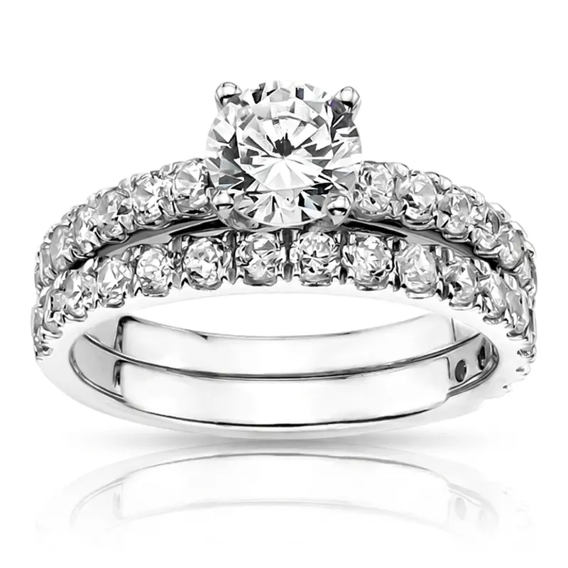 14K white gold Micro Pave Set Woman Diamond Ring (3/8 ct. tw.) - alternate view 2