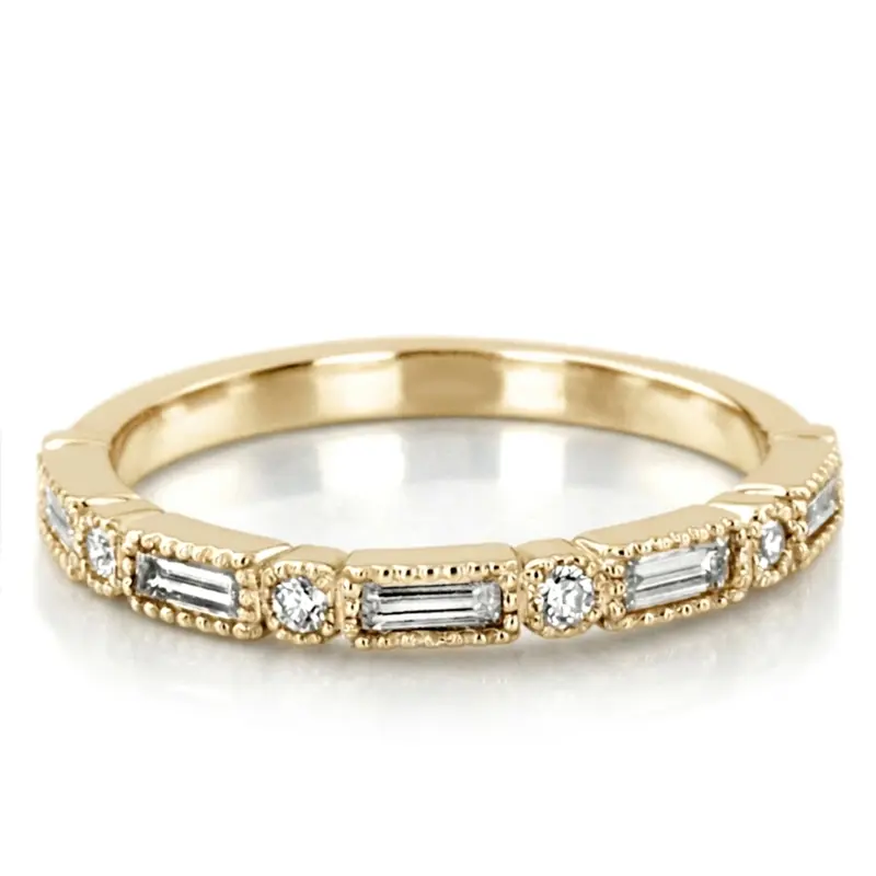 14K white gold Milgrain Edge Bezel Set Diamond Band (3/8 ct. tw.) - main view