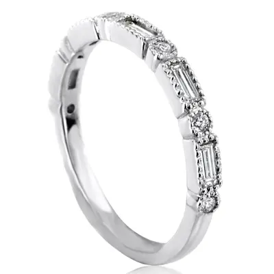 14K white gold Milgrain Edge Bezel Set Diamond Band (3/8 ct. tw.) - alternate view 5 thumbnail