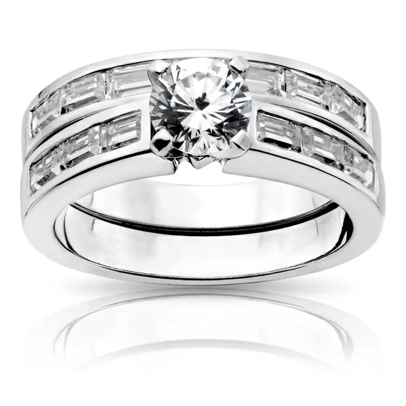14K white gold 1/2 ct. Baguette Cut Channel Set Diamond Wedding Ring - alternate view 4