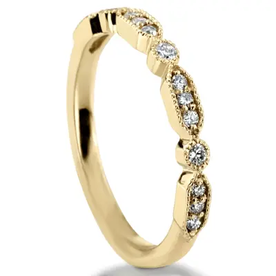 14K white gold Elegant Diamond Wedding And Anniversary Band With Mill Grain Accent (1/5 ct. tw.) - alternate view 8 thumbnail