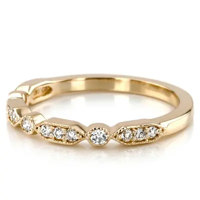 14K white gold Elegant Diamond Wedding And Anniversary Band With Mill Grain Accent (1/5 ct. tw.) - alternate view 6 thumbnail