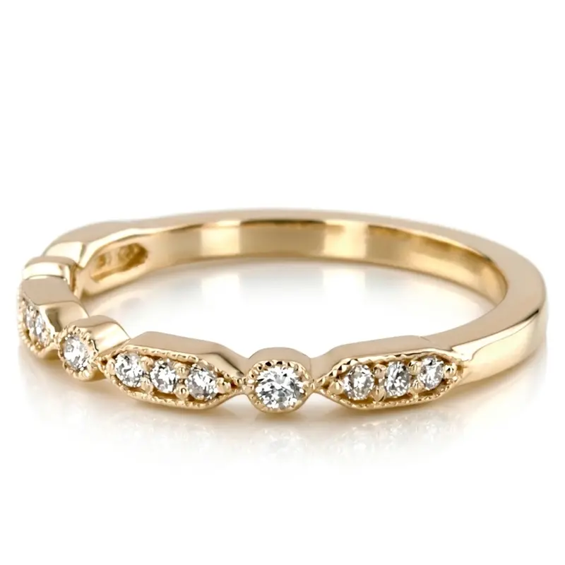 14K white gold Elegant Diamond Wedding And Anniversary Band With Mill Grain Accent (1/5 ct. tw.) - alternate view 6