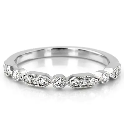 Elegant Diamond Wedding And Anniversary Band With Mill Grain Accent (1/5 ct. tw.) alternate view