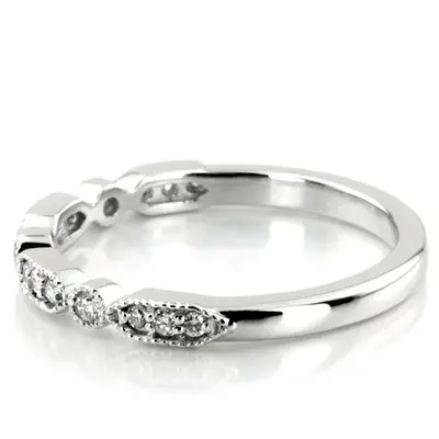 14K white gold Elegant Diamond Wedding And Anniversary Band With Mill Grain Accent (1/5 ct. tw.) - alternate view 7 thumbnail