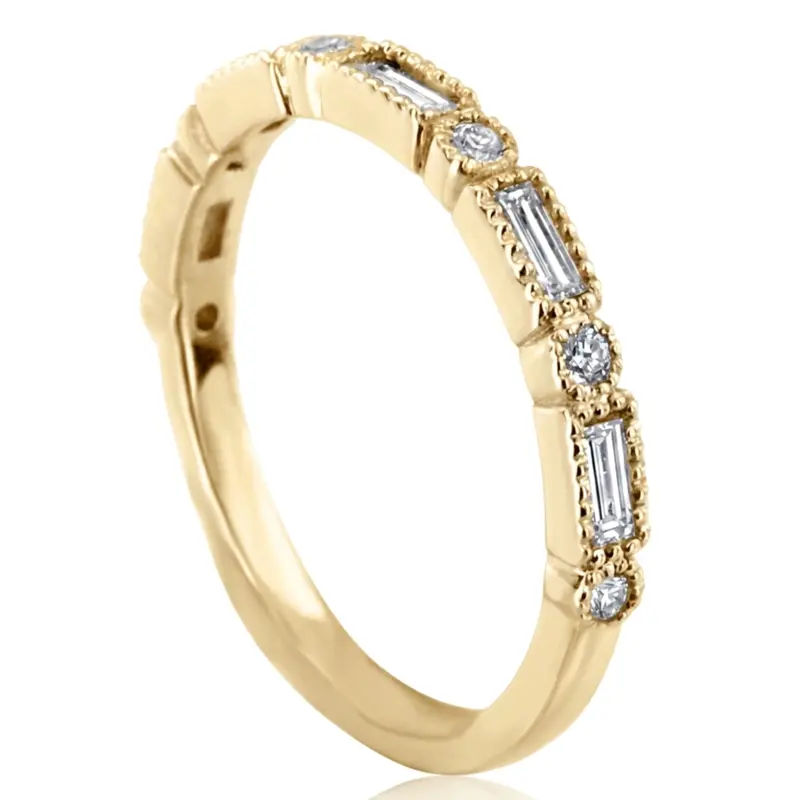 14K white gold Milgrain Edge Bezel Set Diamond Band (3/8 ct. tw.) - alternate view 6