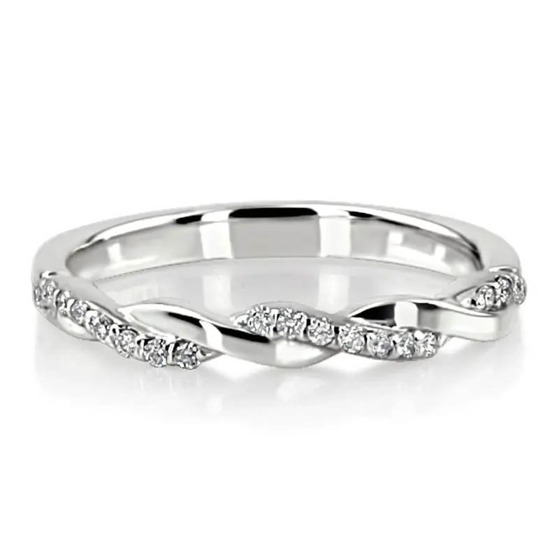 14K white gold Twist Design Petite Diamond Band (1/6 ct. tw.) - main view