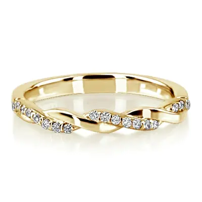 14K white gold Twist Design Petite Diamond Band (1/6 ct. tw.) - alternate view 2 thumbnail