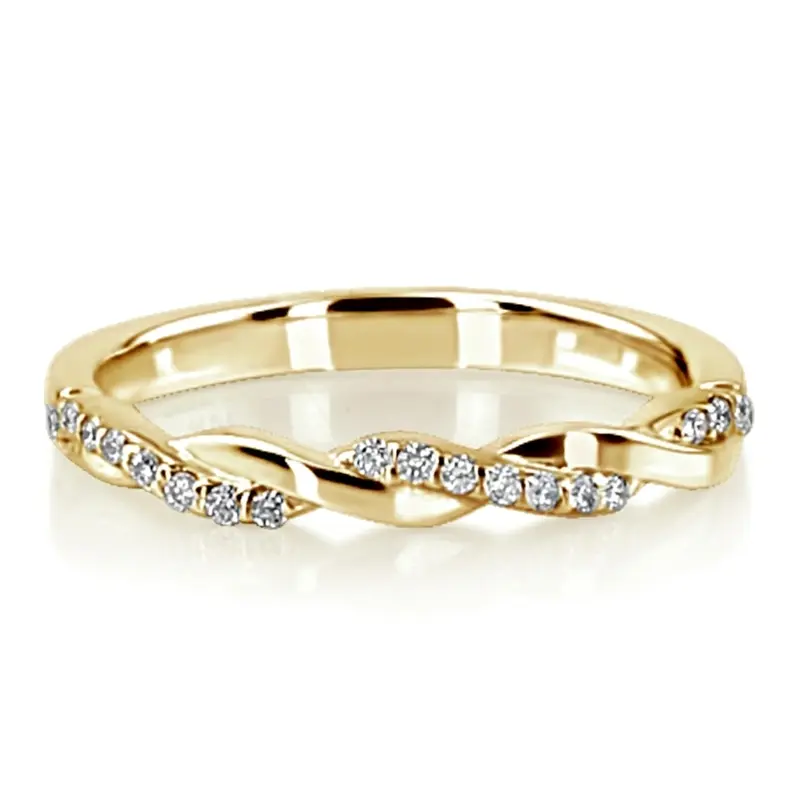 14K white gold Twist Design Petite Diamond Band (1/6 ct. tw.) - alternate view 2